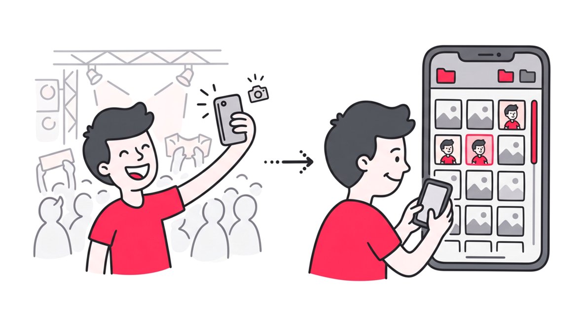 AI Selfie Search: Zero-Click Photo Retrieval for Events