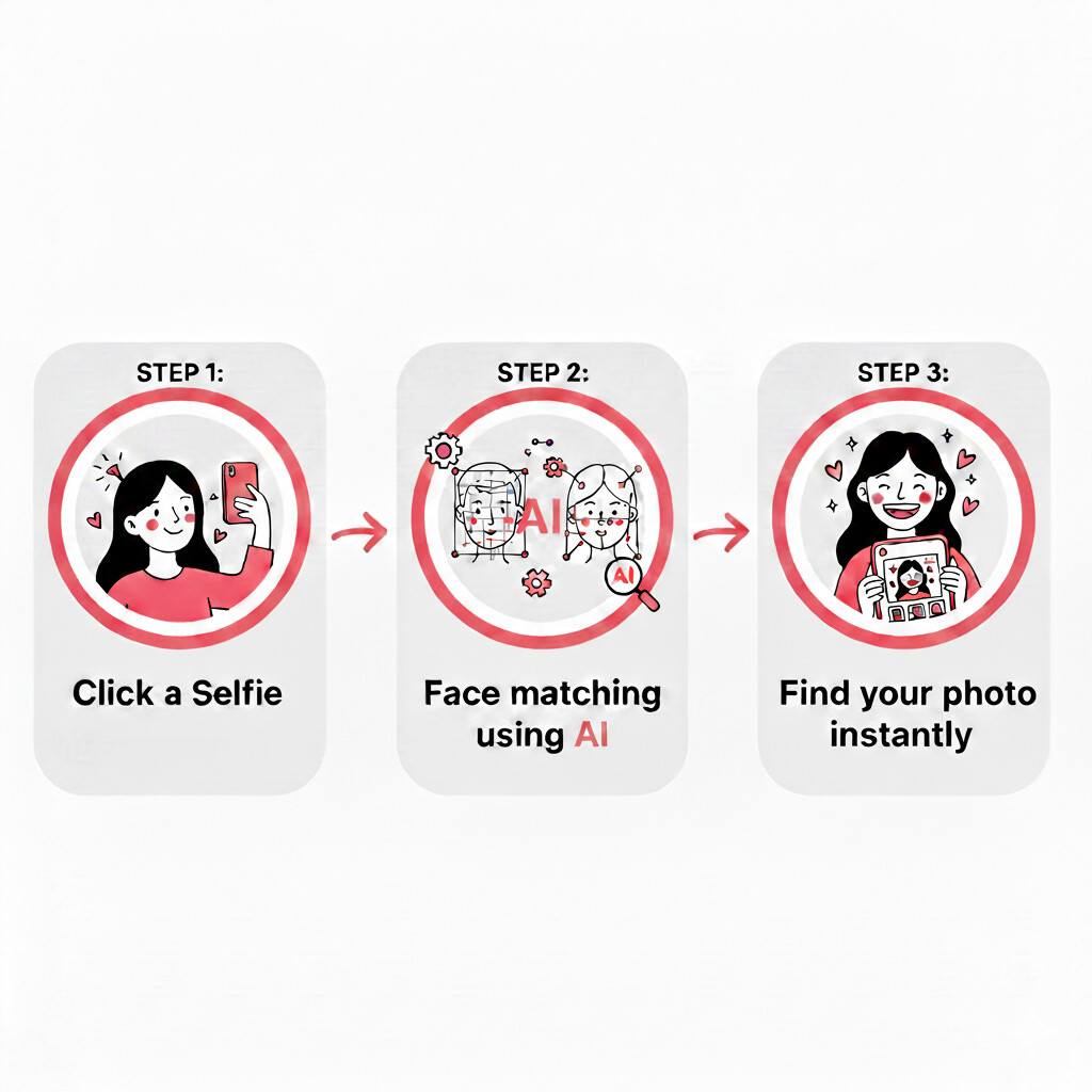 Infographic of facial recognition workflow in event sharing applications